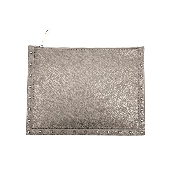 White House Black Market Handbags - White House Black Market Silver Studded Clutch